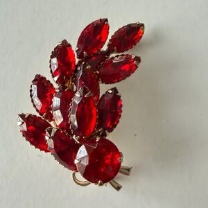 Which designer does this remind you of ? Elegant Red Crystal Brooch. Well made.